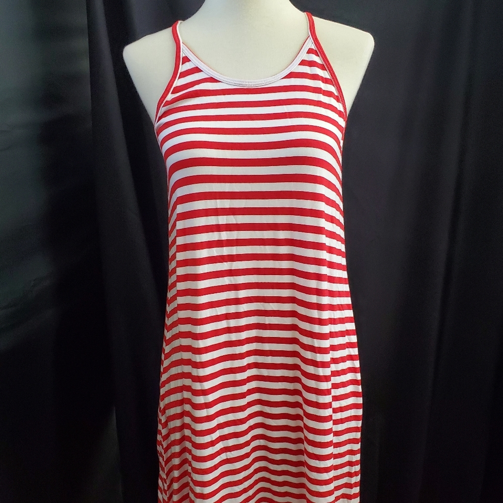 NWT Old Navy Tank Dress Red White Striped Flare Dress 4th of July S Small Petite